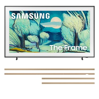 Samsung QN55LS03FAFXZA 55 Inch The Frame QLED 4K Art Mode Vision AI Smart TV with a VG-SCFA55TKB Customizable Bezel - Modern Teak (2025)
