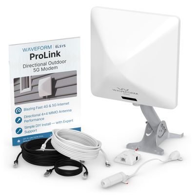Waveform ProLink: Directional Outdoor 5G NR SA/NSA Modem | x62 Modem Dual SIM | 4x4 High-Gain Antenna | Waterproof CPE for T-Mobile, Verizon, AT&T | Up to 2.5 Gbps | w/Window Entry Cable, UltraPole