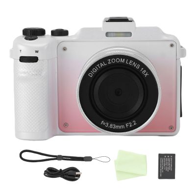 ASHATA 5K 80MP CCD Digital Camera, WiFi Photography Photo Video Camera with Hand Strap, 18X Digital Zoom, Anti Shake, Video Recorder for Travel Recording (Gradient Pink)