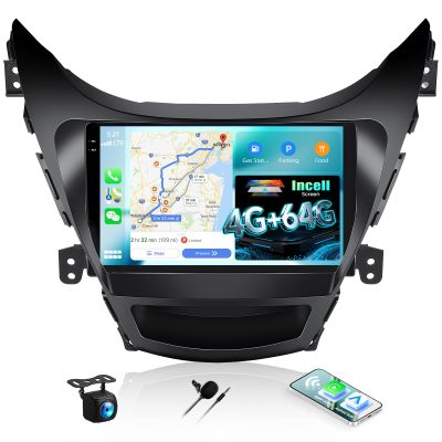 4G+64G Car Radio for Hyundai Elantra 2011 2012 2013 Android 13 Replacement Upgrade Stereo with CarPlay Android Auto 9 Inch Touch Screen Head Unit with Backup Camera Mic