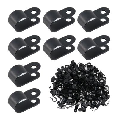 Antrader R-Type Cable Clamp White Nylon Cable Organizer Clips for 1/2 Inch Diameter Wire Rope Management Pack of 200, with 200pcs Screws