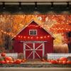 15X10FT Fall Photography Backdrop Red Farm Background Autumn Maple Leaves Pumpkin Friendsgiving Background Thanksgiving Party Supplies Farm Harvest Banner Photo Booth view 1