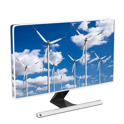 Baocicco Windmill Waterproof Screen TV Cover 80 Inch Blue Sky and White Clouds Wind Turbine Full Body Cover for TV Screen Desktop TVs Hanging TV Protector Dust-Proof Anti-Static Protective