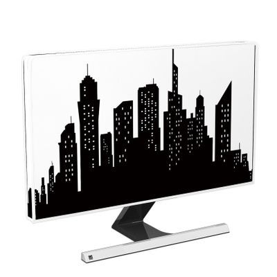 Baocicco City Scenery Waterproof Television Covers 45,46,47,48 Inch Black and White Build Weatherproof Anti-Static Dust-Proof Protective Sleeve Compatible with LCD LED PC Desktop and Home Hanging TV