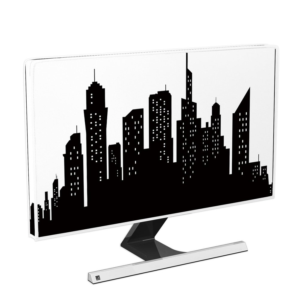 Baocicco City Scenery Waterproof Television Covers 45,46,47,48 Inch Black and White Build Weatherproof Anti-Static Dust-Proof Protective Sleeve Compatible with LCD LED PC Desktop and Home Hanging TV