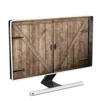 Baocicco Retro Wooden Gate Waterproof 55 Inch Screen TV Cover Anti-Static Dustproof Protective Cover Old Barn Door Television Covers for Desktop TVs Hanging TV Protector LCD LED PC