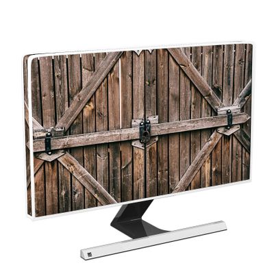 Baocicco Old Wood Gate Waterproof Screen TV Cover 40,41,42,43 Inch Vintage Wooden Barn Door Anti-Scratch Anti-Static Protective Sleeve for LCD LED PC Desktop and Home Hanging TVRustic Farmhouse
