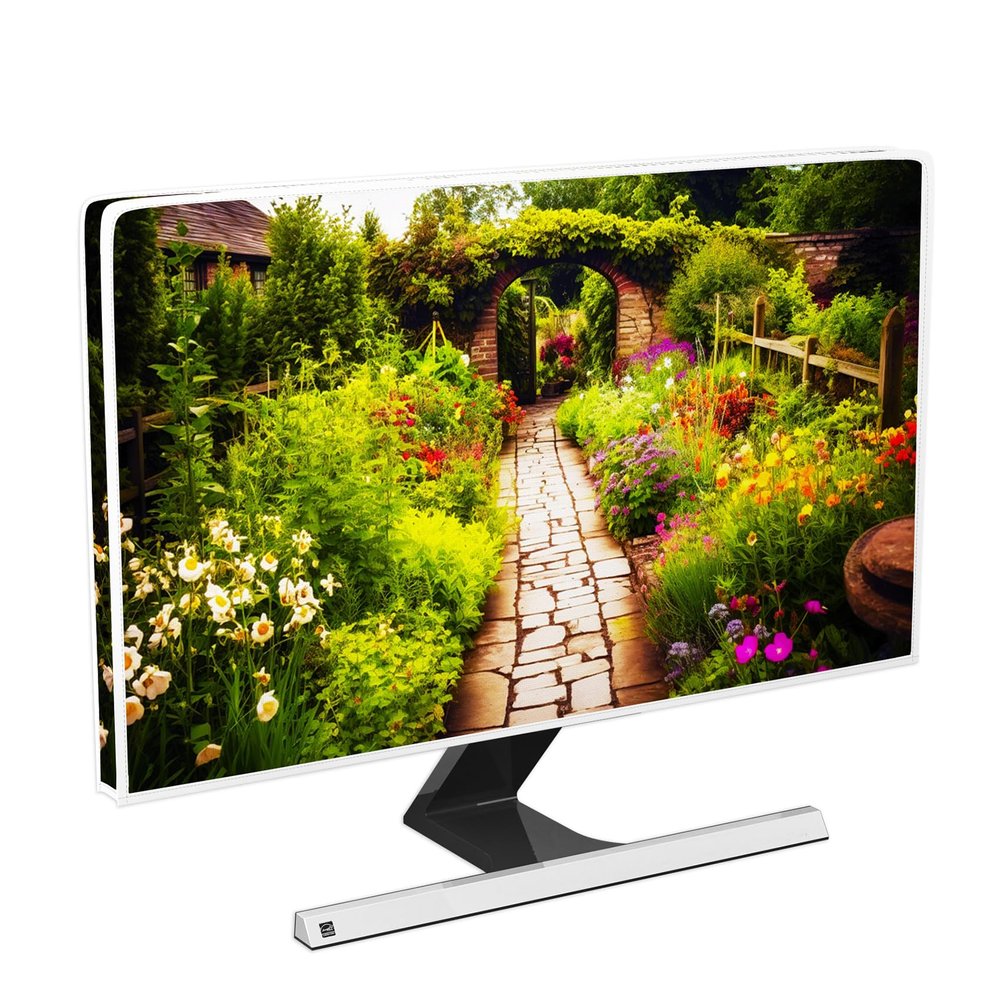 Baocicco Rustic Path Waterproof 80 Inch TV Dust Cover Anti-Static Dust-Proof Anti-Scratch Protective Covers Countryside Floral LCD LED Dust Cover for Desktop and Home Hanging TV Protector
