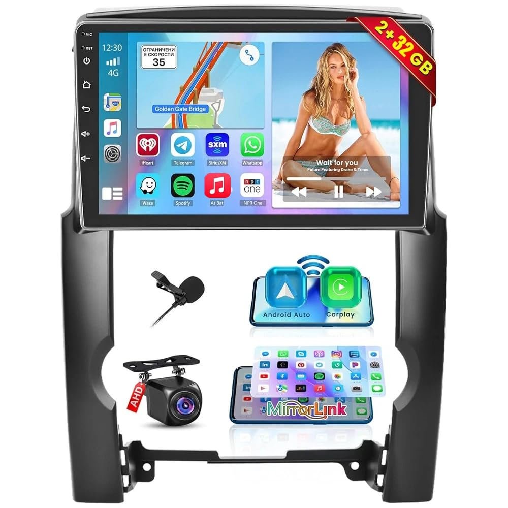 Android 13 Car Stereo for Kia Sorento 2009 2010 2011 2012 10in Car Radio for CarPlay Wireless Android Auto GPS Navigation 2+32G with Bluetooth WiFi FM/RDS SWC Split Screen + 4Led Backup Camera