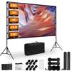 120 inch Portable Projector Screen with Stand-Indoor Outdoor Foldable Movie Screen for Home Theater & Backyard Cinema - 16:9 4K/HD Wrinkle-Free Front&Rear Projection Screen with Carry Bag (Easy Setup) view 1