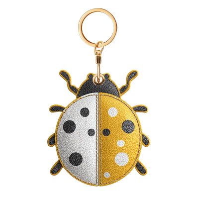 Cute Ladybug Keychain Case Holder for GPS and Access Cards, PU Leather with Air Tag, Personality GPS Cases 3.5x3.5 Inches