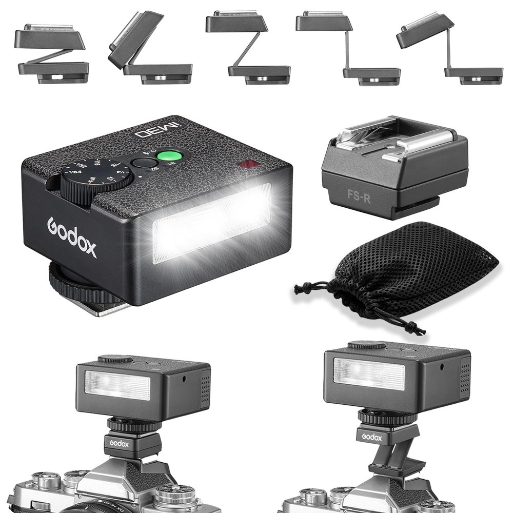 GODOX IM30 Mini Flash with FS-R Riser GN15 S1/S2 - Camera Flash GN 15, 7 Power Levels, IM30 Mini Manual Flash for Sony zv1/Sony zve10/Ricoh gr3/Fuji f1-230/Canon 6500K200K/3.6S Recycle