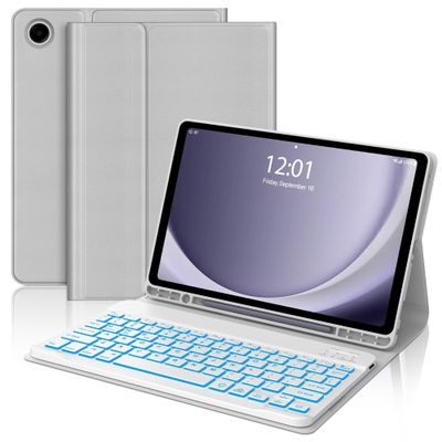 Backlit Keyboard Case for Samsung Galaxy Tab A9 Plus 11 Inch 2023, Detachable Keyboard for Galaxy A9+ Plus with Pen Holder, Colors Backlight, Keypad Cover for Samsung Tab 11'' SM-X210/X216/X218, Grey