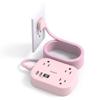 Cruise Ship Essentials,Travel Power Strip with USB C,Flat Plug Extension Cord 10 FT with 3 Outlets 4 USB Ports(2 USB C),Desk Wall Outlet Extender,Non Surge Protector for Cruise,Dorm Room,ETL,Pink view 1