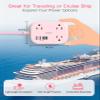 Cruise Ship Essentials,Travel Power Strip with USB C,Flat Plug Extension Cord 10 FT with 3 Outlets 4 USB Ports(2 USB C),Desk Wall Outlet Extender,Non Surge Protector for Cruise,Dorm Room,ETL,Pink view 3