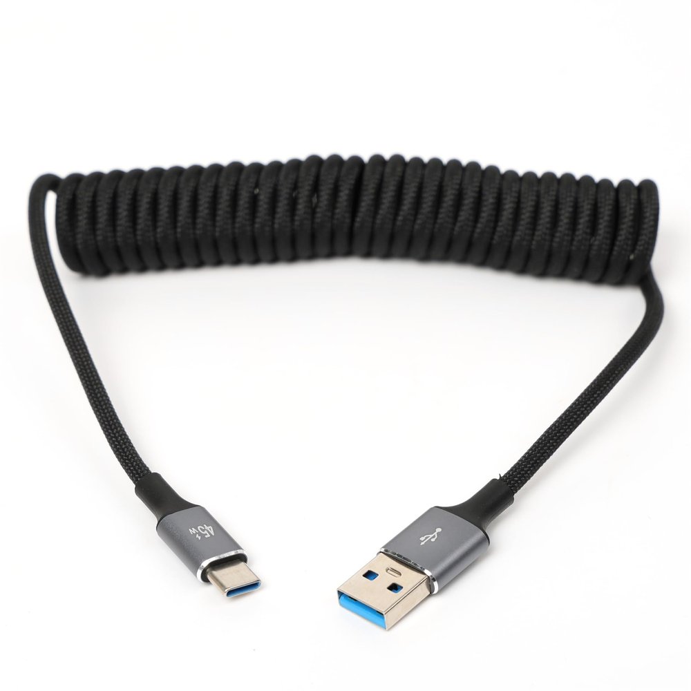 HangTon USB Type A to Type-C, PD 45W Fast Charging, CarPlay, Data Cable for Sony Canon R5C Nikon Camera, iPhone 15 16 Pro, Galaxy S23, LG V50, iPad, MacBook Pro, Laptop, Braided Coiled