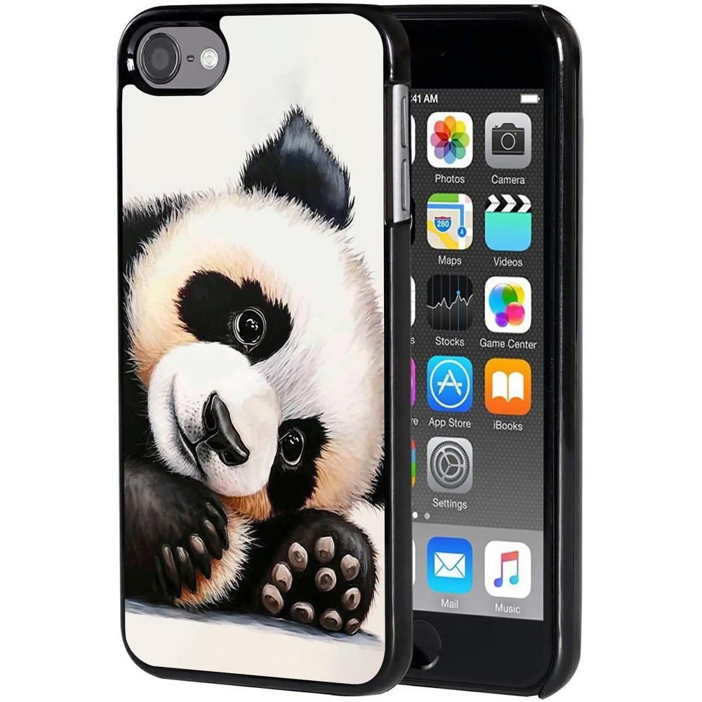 AIRWEE Case for iPod Touch 5th/6th/7th Generation, Slim Fit Shockproof & Lightweight Durable Cover for Apple iPod Touch, Drop Protection Hard PC Shell for Women Girls Men, Cute Panda
