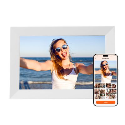 10.1" WiFi Digital Picture Frame, 1280 * 800 HD IPS Touch Screen Electronic Picture Frame slideshow, Support Micro SD Card, Auto-Rotate, Share Photos/Videos Remotely via Free APP Anywhere