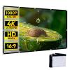 16:9 HD Foldable Portable Outdoor Projector Screen, Anti-Crease Movie Projection Screens with Carry Bag, Hooks, Ropes, Idea for Home Cinema, Garden Party(133in) view 1