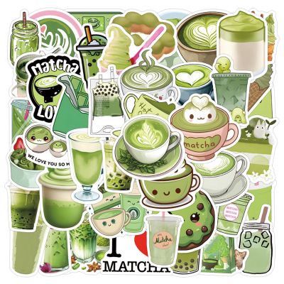 55PCS Matcha Flavor Food Stickers for Kids,Green Milk Tea Stickers,Aesthetic Waterproof Vinyl Decals Perfect for Laptop Phone Car Skateboard Hard hat Scrapbook Travel Case Guitar Luggage(Matchas)