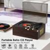 Portable CD Player with Bluetooth 5.3, Hi-Fi Speakers,3.5mm AUX, USB Playback Retro CD Player for Home(Brown) view 2