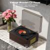 Portable CD Player with Bluetooth 5.3, Hi-Fi Speakers,3.5mm AUX, USB Playback Retro CD Player for Home(Brown) view 4