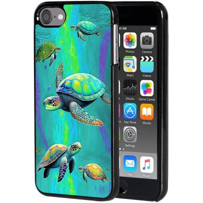 AIRWEE Case for iPod Touch 5th/6th/7th Generation, Slim Fit Shockproof & Lightweight Durable Cover for Apple iPod Touch, Drop Protection Hard PC Shell for Women Girls Men, Green Turtle