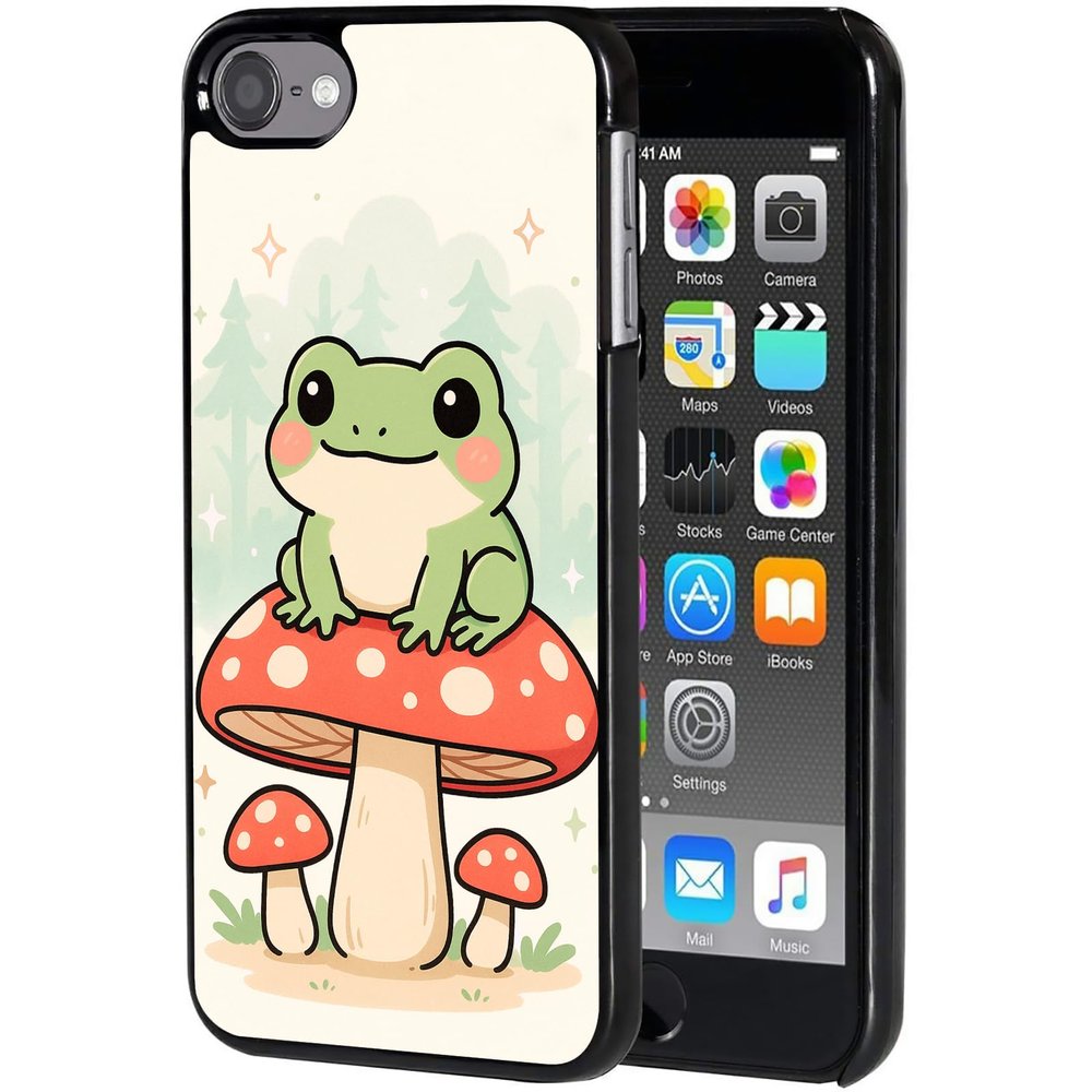 AIRWEE Case for iPod Touch 5th/6th/7th Generation, Slim Fit Shockproof & Lightweight Durable Cover for Apple iPod Touch, Drop Protection Hard PC Shell for Women Girls Men, Kawaii Frog