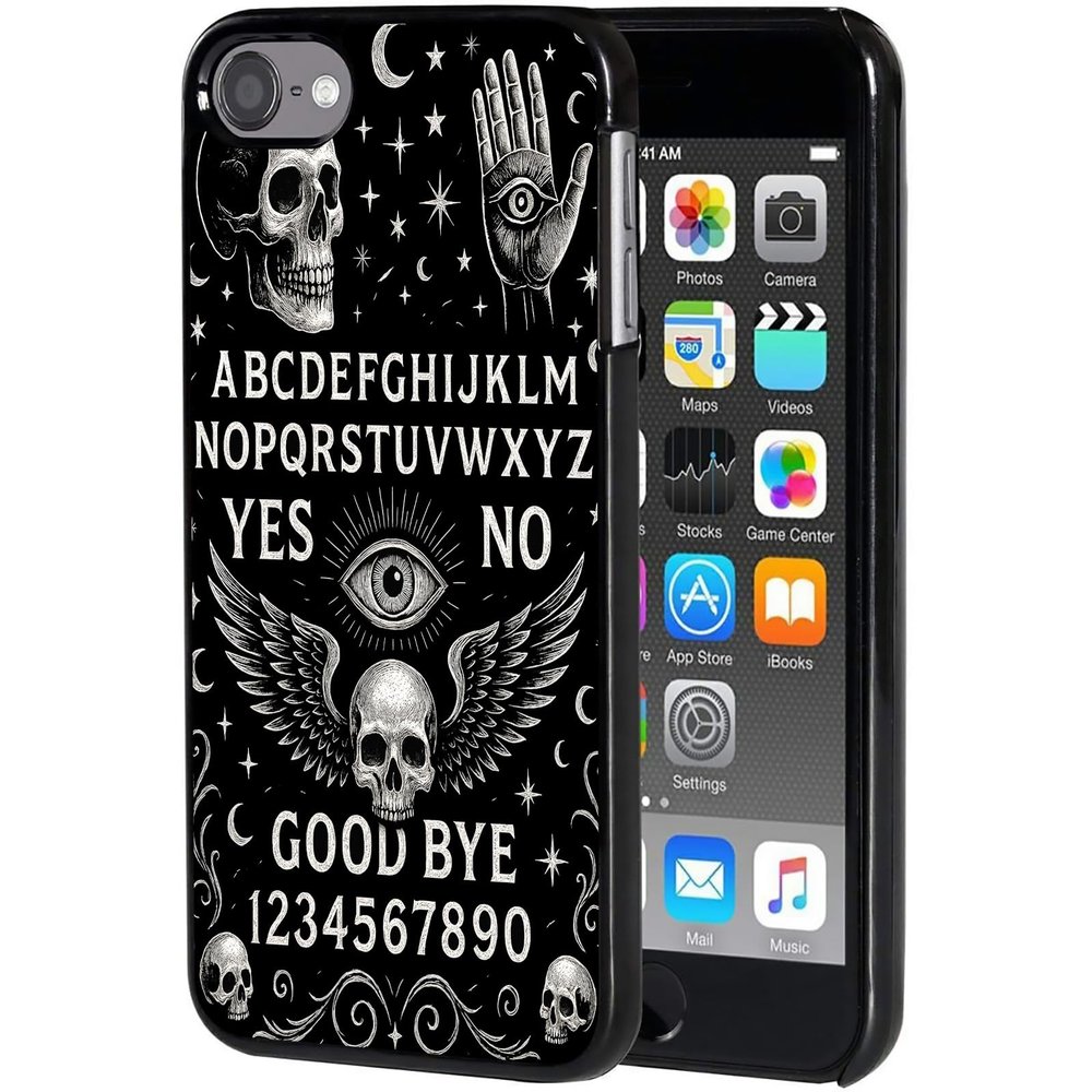 AIRWEE Case for iPod Touch 5th/6th/7th Generation, Slim Fit Shockproof & Lightweight Durable Cover for Apple iPod Touch, Drop Protection Hard PC Shell for Women Girls Men, Black Ouija Board