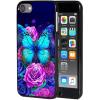 AIRWEE Case for iPod Touch 5th/6th/7th Generation, Slim Fit Shockproof & Lightweight Durable Cover for Apple iPod Touch, Drop Protection Hard PC Shell for Women Girls Men, Blue Butterfly Purple Rose view 1