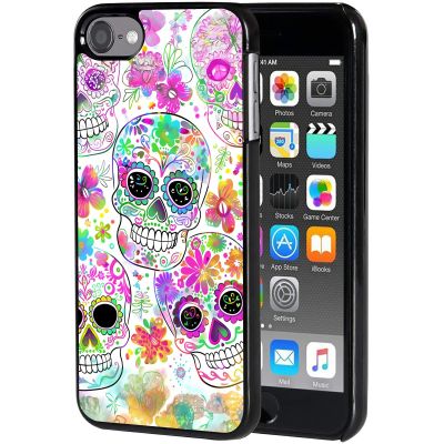 AIRWEE Case for iPod Touch 5th/6th/7th Generation, Slim Fit Shockproof & Lightweight Durable Cover for Apple iPod Touch, Drop Protection Hard PC Shell for Women Girls Men, Sugar Skulls