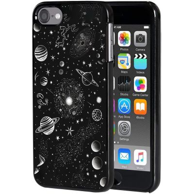 AIRWEE Case for iPod Touch 5th/6th/7th Generation, Slim Fit Shockproof & Lightweight Durable Cover for Apple iPod Touch, Drop Protection Hard PC Shell for Women Girls Men, Black and White Galaxy