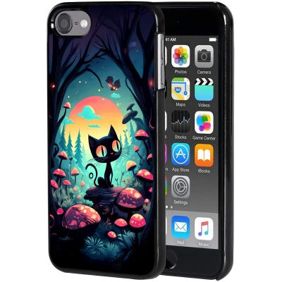 AIRWEE Case for iPod Touch 5th/6th/7th Generation, Slim Fit Shockproof & Lightweight Durable Cover for Apple iPod Touch, Drop Protection Hard PC Shell for Women Girls Men, Mushroom Cat Forest
