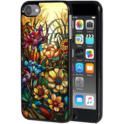 AIRWEE Case for iPod Touch 5th/6th/7th Generation, Slim Fit Shockproof & Lightweight Durable Cover for Apple iPod Touch, Drop Protection Hard PC Shell for Women Girls Men, Glass Flower