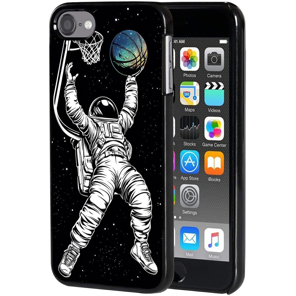 AIRWEE Case for iPod Touch 5th/6th/7th Generation, Slim Fit Shockproof & Lightweight Durable Cover for Apple iPod Touch, Drop Protection Hard PC Shell for Women Girls Men, Astronaut Basketball