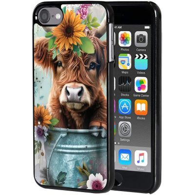 AIRWEE Case for iPod Touch 5th/6th/7th Generation, Slim Fit Shockproof & Lightweight Durable Cover for Apple iPod Touch, Drop Protection Hard PC Shell for Women Girls Men, Cute Iron Barrel Cow