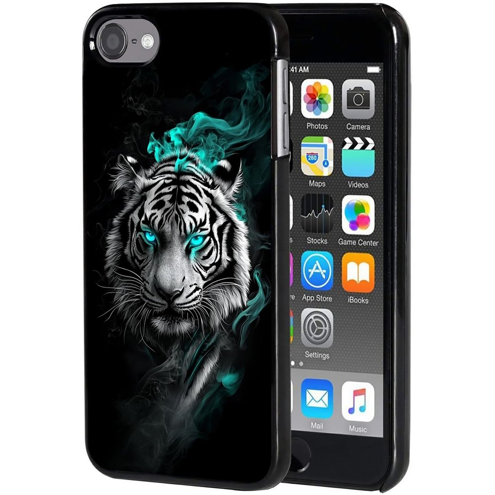 AIRWEE Case for iPod Touch 5th/6th/7th Generation, Slim Fit Shockproof & Lightweight Durable Cover for Apple iPod Touch, Drop Protection Hard PC Shell for Women Girls Men, White Tiger