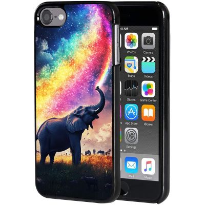 AIRWEE Case for iPod Touch 5th/6th/7th Generation, Slim Fit Shockproof & Lightweight Durable Cover for Apple iPod Touch, Drop Protection Hard PC Shell for Women Girls Men, Rainbow Elephant