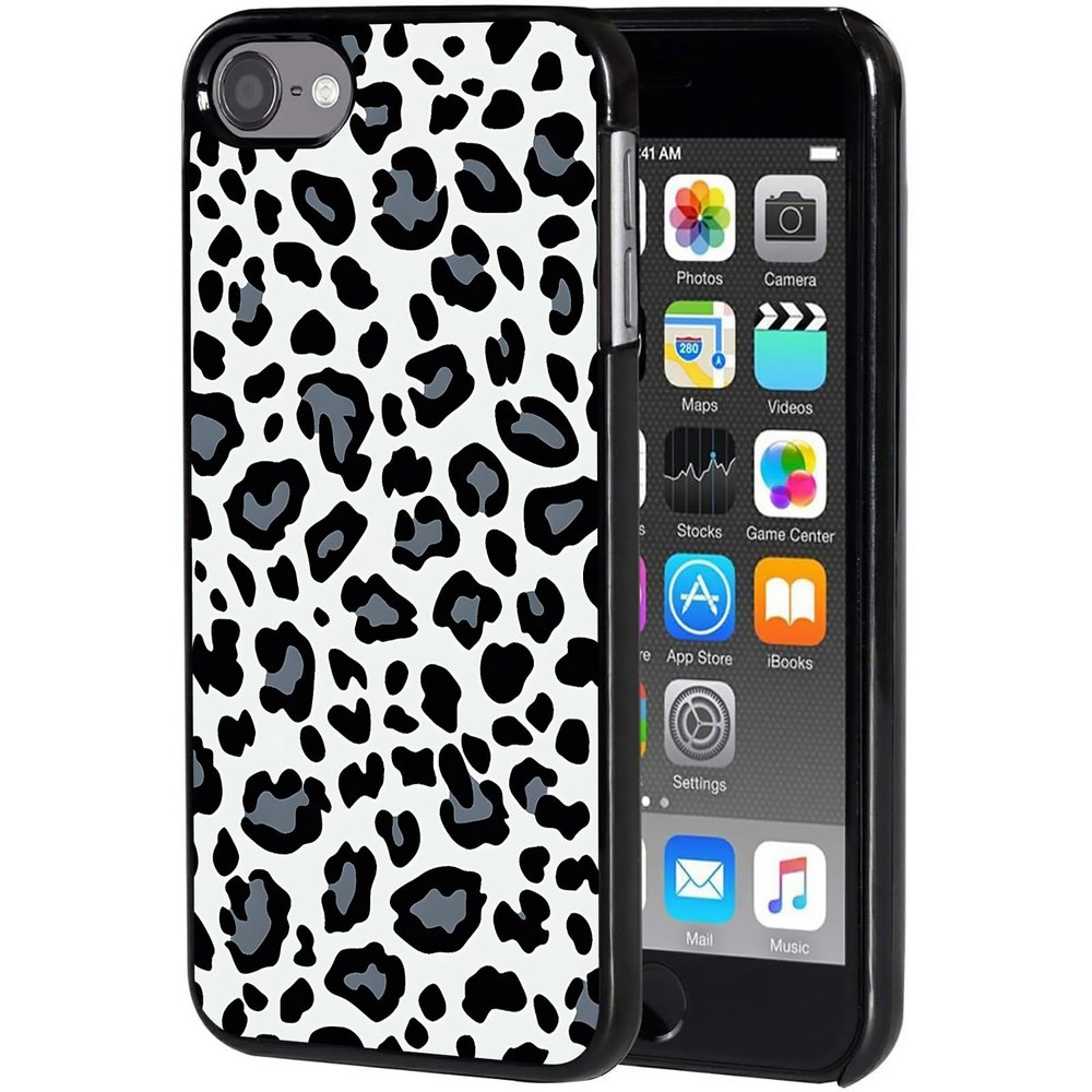 AIRWEE Case for iPod Touch 5th/6th/7th Generation, Slim Fit Shockproof & Lightweight Durable Cover for Apple iPod Touch, Drop Protection Hard PC Shell for Women Girls Men, Black and White Cow Print