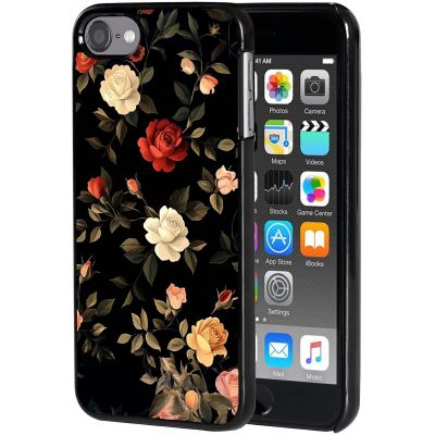AIRWEE Case for iPod Touch 5th/6th/7th Generation, Slim Fit Shockproof & Lightweight Durable Cover for Apple iPod Touch, Drop Protection Hard PC Shell for Women Girls Men, White and Red Rose
