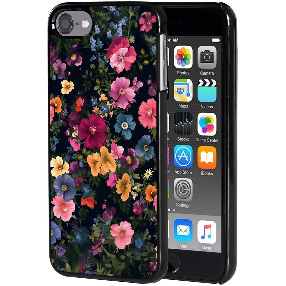 AIRWEE Case for iPod Touch 5th/6th/7th Generation, Slim Fit Shockproof & Lightweight Durable Cover for Apple iPod Touch, Drop Protection Hard PC Shell for Women Girls Men, Pink Wildflower