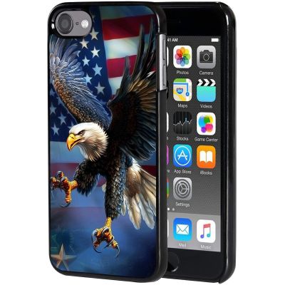 AIRWEE Case for iPod Touch 5th/6th/7th Generation, Slim Fit Shockproof & Lightweight Durable Cover for Apple iPod Touch, Drop Protection Hard PC Shell for Women Girls Men, Flag Flying Eagle