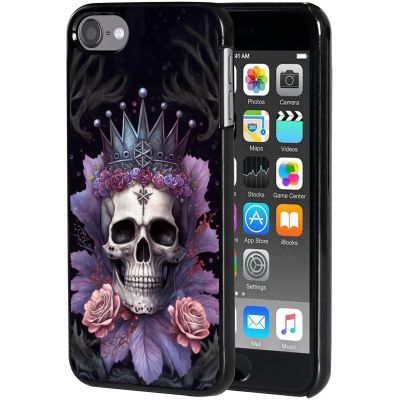 AIRWEE Case for iPod Touch 5th/6th/7th Generation, Slim Fit Shockproof & Lightweight Durable Cover for Apple iPod Touch, Drop Protection Hard PC Shell for Women Girls Men, Crown Purple Skull