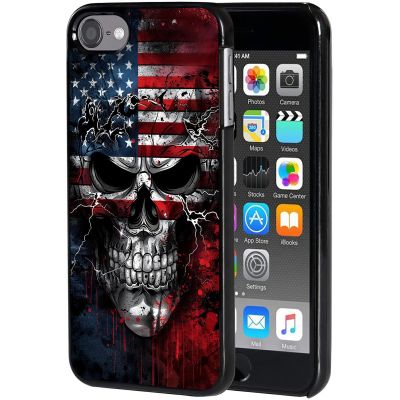 AIRWEE Case for iPod Touch 5th/6th/7th Generation, Slim Fit Shockproof & Lightweight Durable Cover for Apple iPod Touch, Drop Protection Hard PC Shell for Women Girls Men, Skeleton Flag