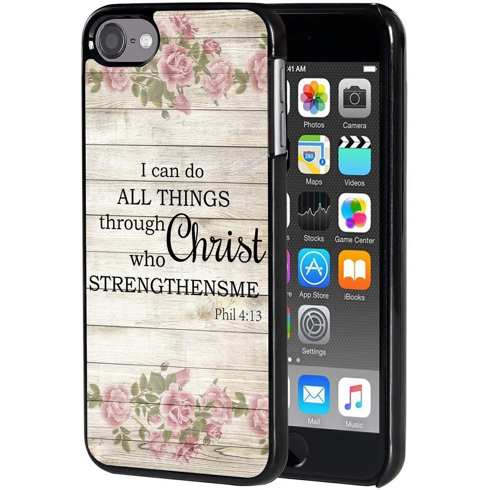 AIRWEE Case for iPod Touch 5th/6th/7th Generation, Slim Fit Shockproof & Lightweight Durable Cover for Apple iPod Touch, Drop Protection Hard PC Shell for Women Girls Men, Bible Flower 4-13