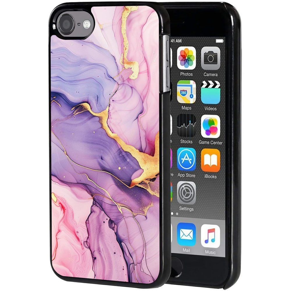 AIRWEE Case for iPod Touch 5th/6th/7th Generation, Slim Fit Shockproof & Lightweight Durable Cover for Apple iPod Touch, Drop Protection Hard PC Shell for Women Girls Men, Pink Marble