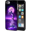 AIRWEE Case for iPod Touch 5th/6th/7th Generation, Slim Fit Shockproof & Lightweight Durable Cover for Apple iPod Touch, Drop Protection Hard PC Shell for Women Girls Men, Dolphin Under Purple Moon view 1