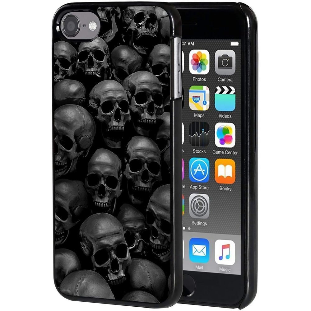 AIRWEE Case for iPod Touch 5th/6th/7th Generation, Slim Fit Shockproof & Lightweight Durable Cover for Apple iPod Touch, Drop Protection Hard PC Shell for Women Girls Men, Dark Skull