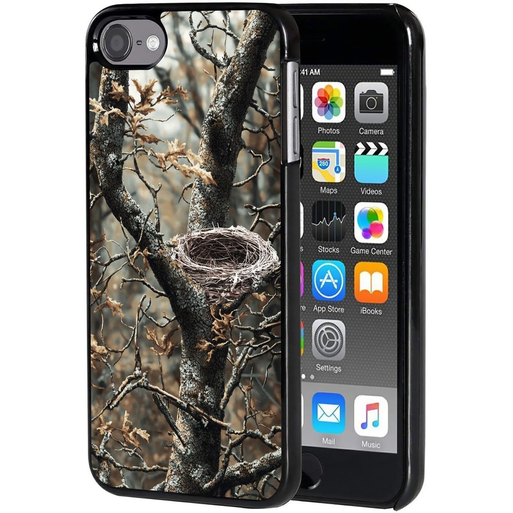 AIRWEE Case for iPod Touch 5th/6th/7th Generation, Slim Fit Shockproof & Lightweight Durable Cover for Apple iPod Touch, Drop Protection Hard PC Shell for Women Girls Men, Dead Tree Bird's Nest