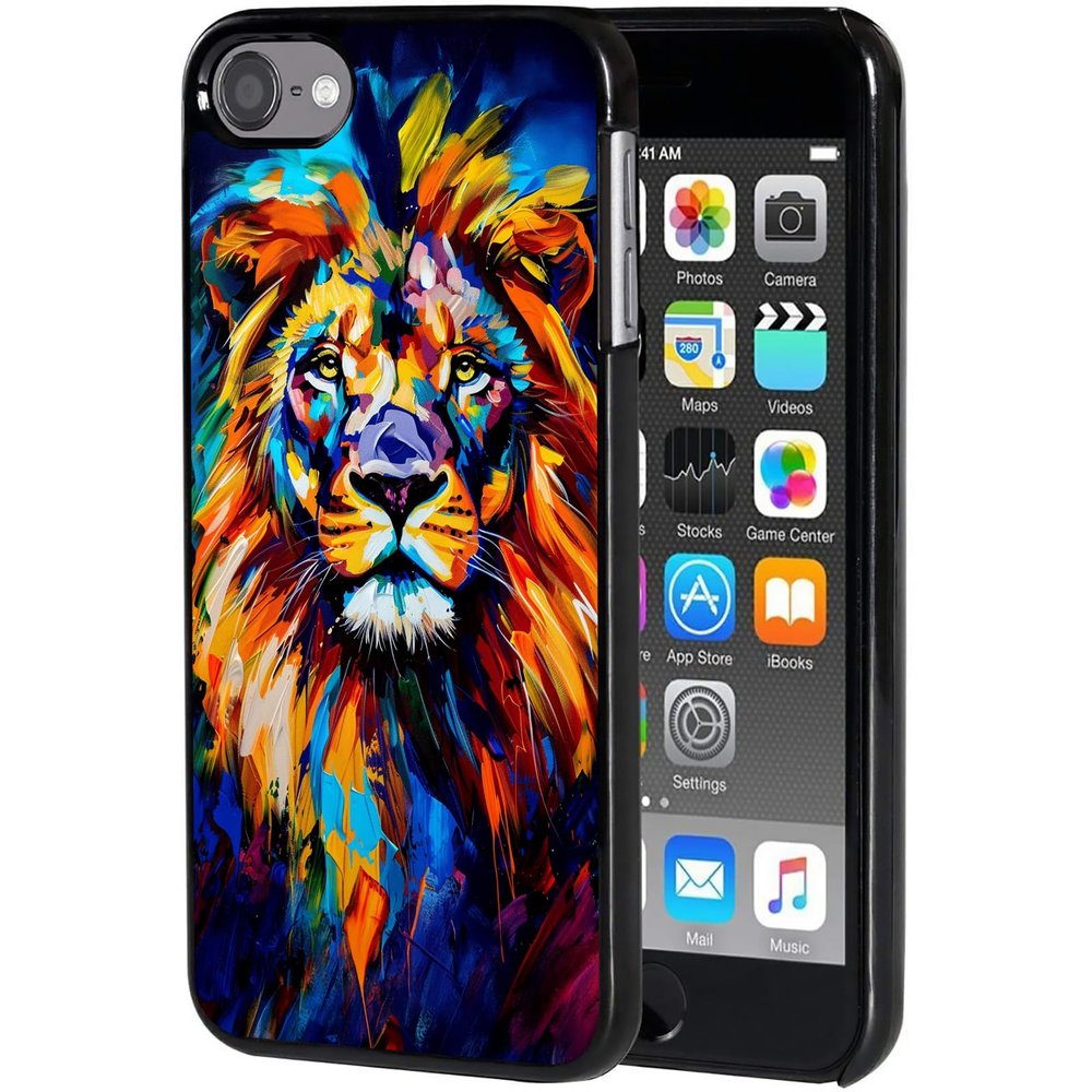 AIRWEE Case for iPod Touch 5th/6th/7th Generation, Slim Fit Shockproof & Lightweight Durable Cover for Apple iPod Touch, Drop Protection Hard PC Shell for Women Girls Men, Lion